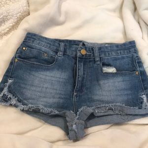 Light wash denim jean shorts